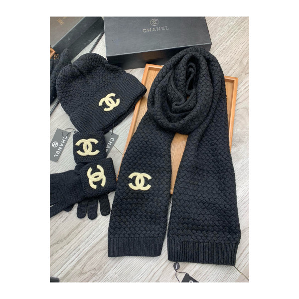 Chanel, Women's Beanie Triple Set, Black
