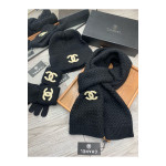 Chanel, Women's Beanie Triple Set, Black