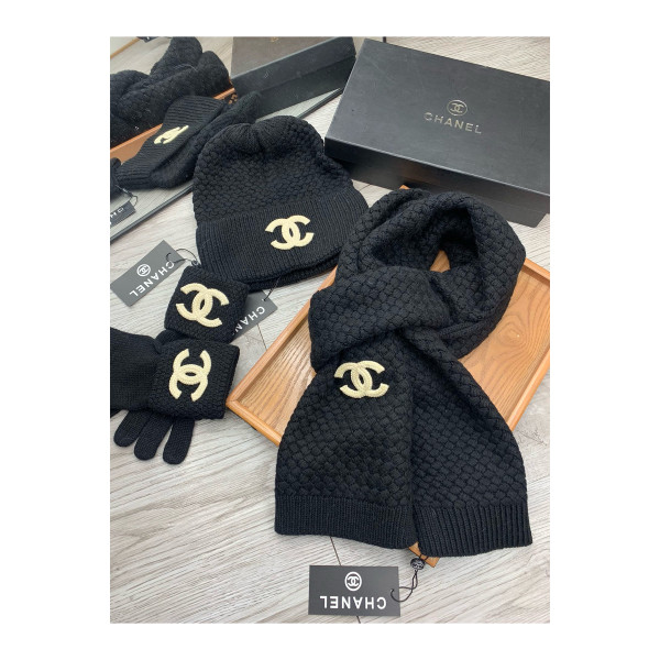 Chanel, Women's Beanie Triple Set, Black