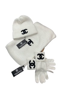 Chanel, Women's Beanie Triple Set, White