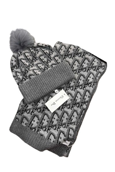 Christian Dior, Women's Beanie Set, Grey