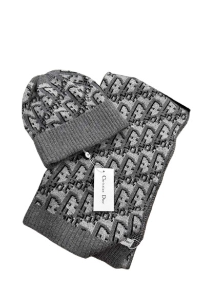 Christian Dior, Women's Beanie Set, Grey