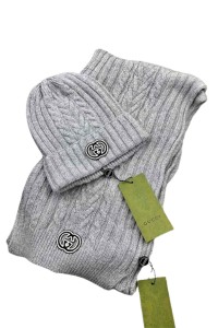 Gucci, Unisex Beanie Set, Grey