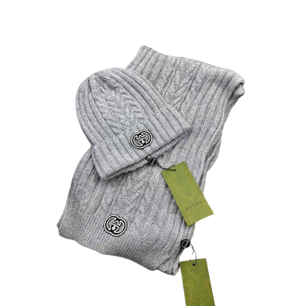 Gucci, Unisex Beanie Set, Grey