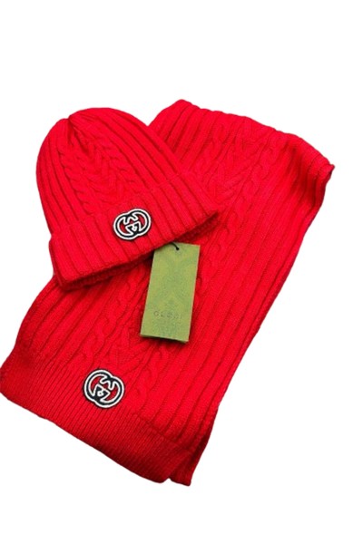 Gucci, Unisex Beanie Set, Red