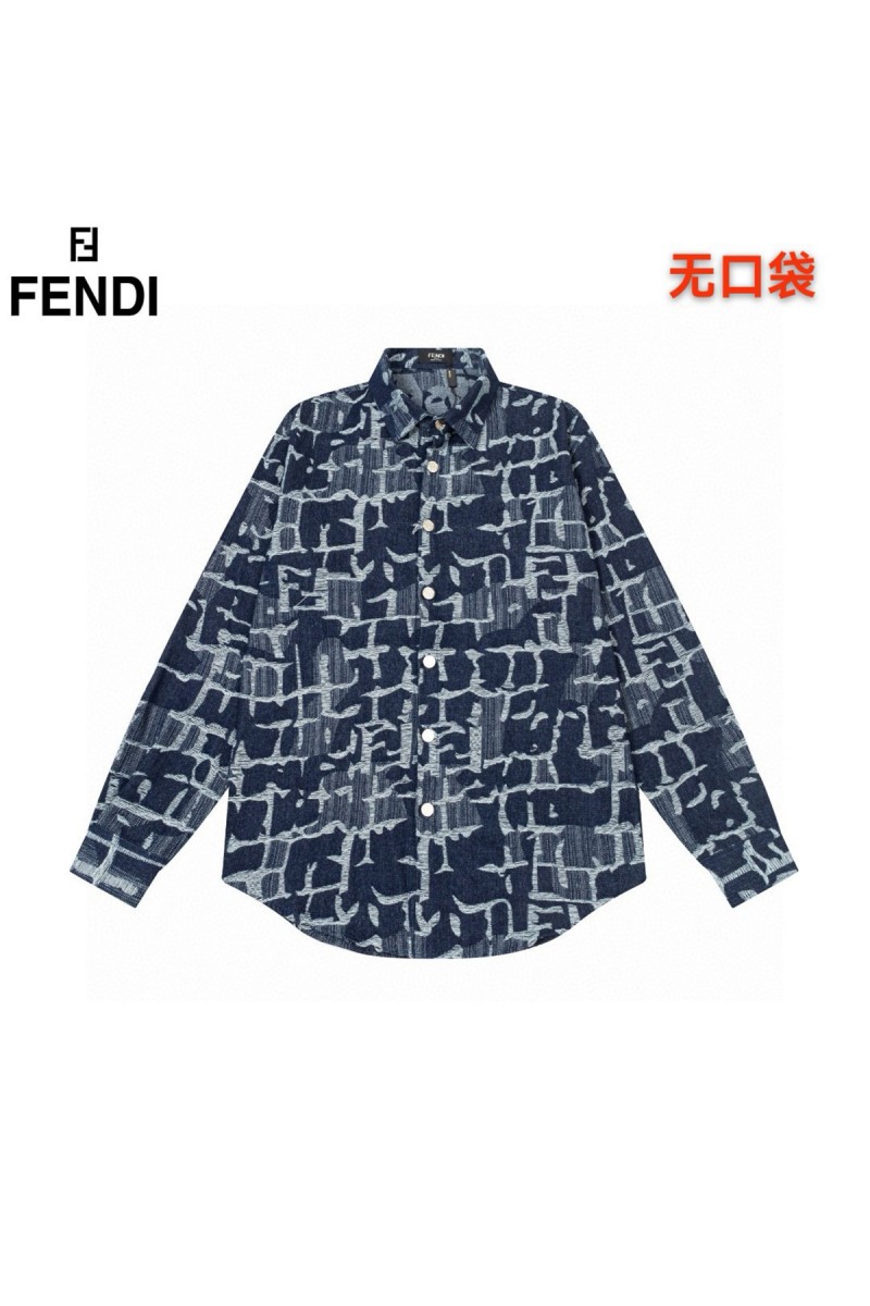 Fendi, Men's Shirt, Blue