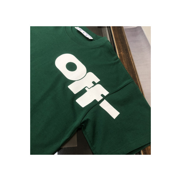 Off White, Men's T-Shirt, Green