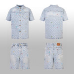 Louis Vuitton, Men's Denim Short Suit, Blue