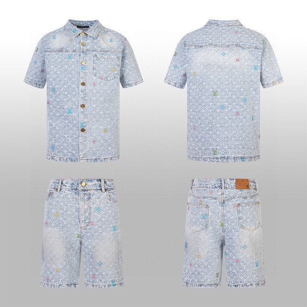 Louis Vuitton, Men's Denim Short Suit, Blue