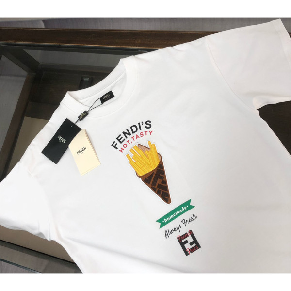 Fendi, Heren T-shirt, Wit