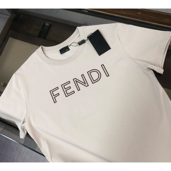 Fendi, Men's T-Shirt, Creme