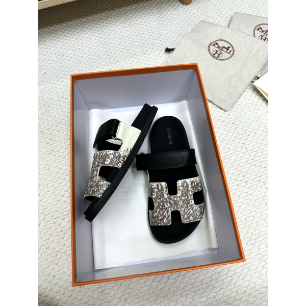 Hermes, Chypre, Women's Sandal, Black
