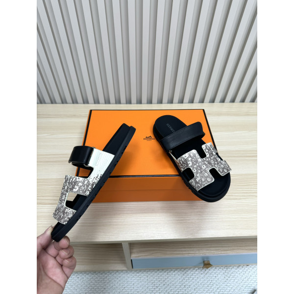 Hermes, Chypre, Men's Sandal, Black