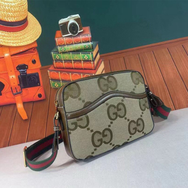 Gucci, Unisex, Canvas Messenger, Brown