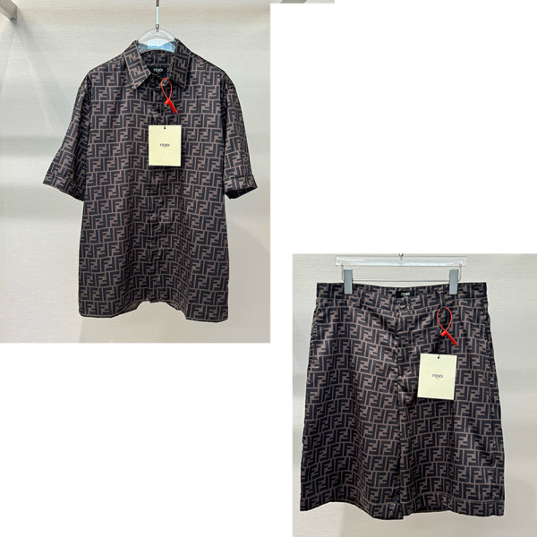 Fendi, Men's Short Suit, Brown