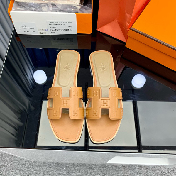 Hermes, Oran, Women's Slipper, Camel