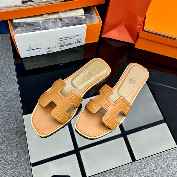 Hermes, Oran, Women's Slipper, Camel