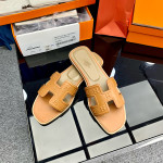 Hermes, Oran, Women's Slipper, Camel