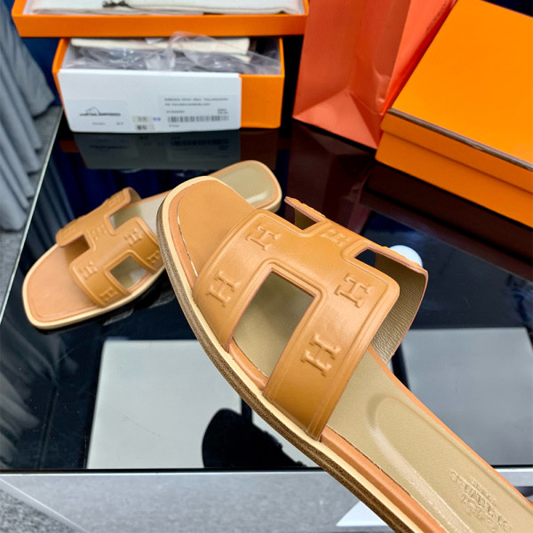 Hermes, Oran, Women's Slipper, Camel