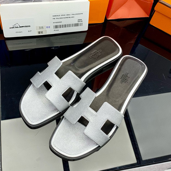 Hermes, Oran, Women's Slipper, Silver