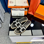 Hermes, Oran, Women's Slipper, Black