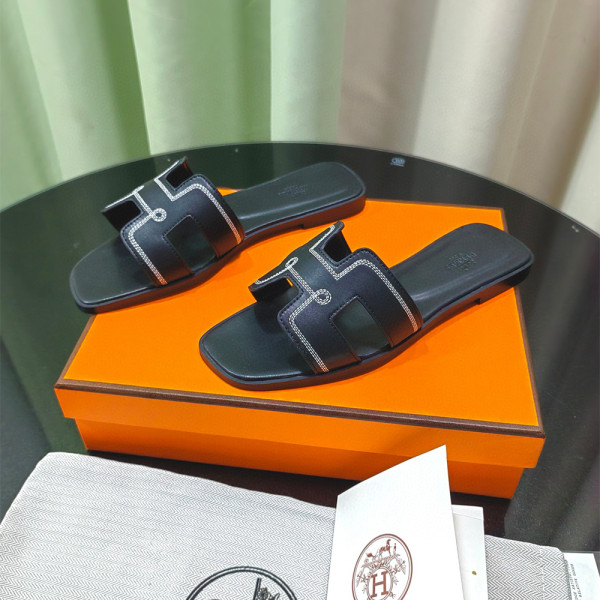 Hermes, Oran, Women's Slipper, Black