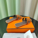 Hermes, Oran, Women's Slipper, Brown
