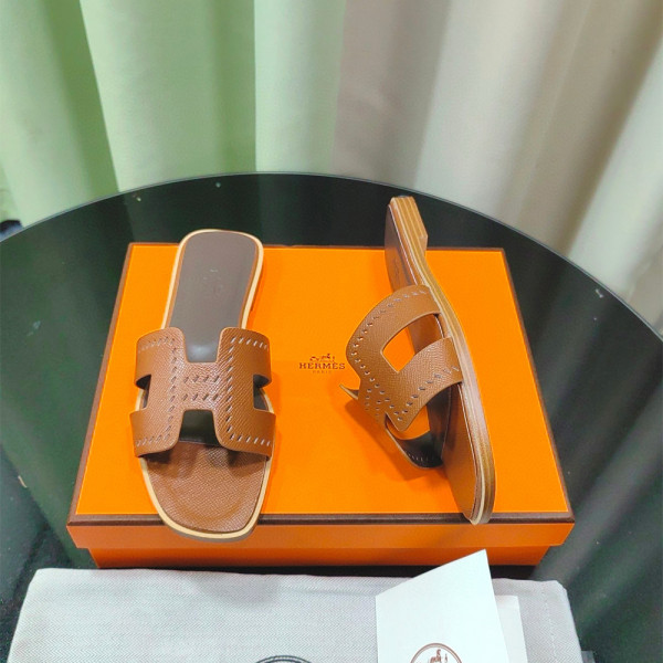 Hermes, Oran, Women's Slipper, Brown