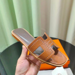 Hermes, Oran, Women's Slipper, Brown