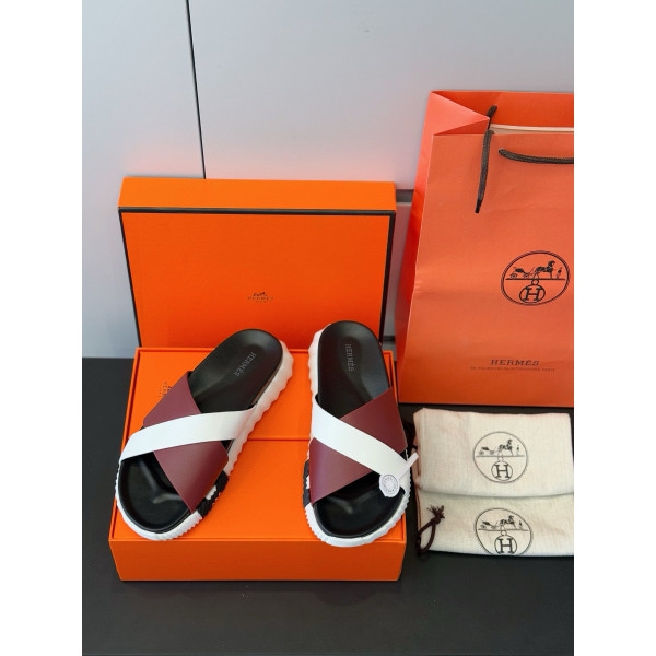 Hermes, Men's Slipper, Burgundy