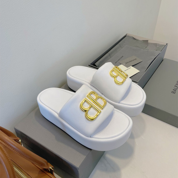 Balenciaga, Ride Slide BB, Women's Slipper, White