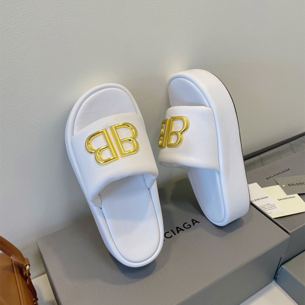 Balenciaga, Ride Slide BB, Women's Slipper, White