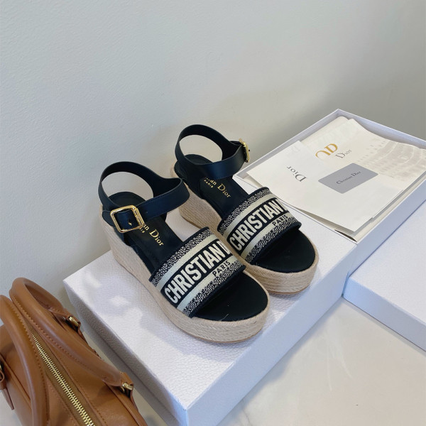 Christian Dior, Dway Wedge, Women's Sandal, Black