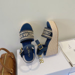 Christian Dior, Dway Wedge, Women's Sandal, Blue
