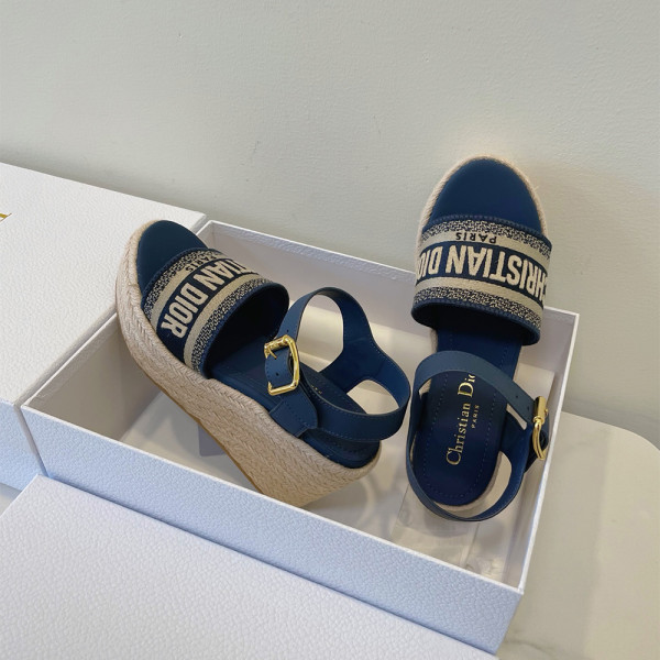 Christian Dior, Dway Wedge, Women's Sandal, Blue