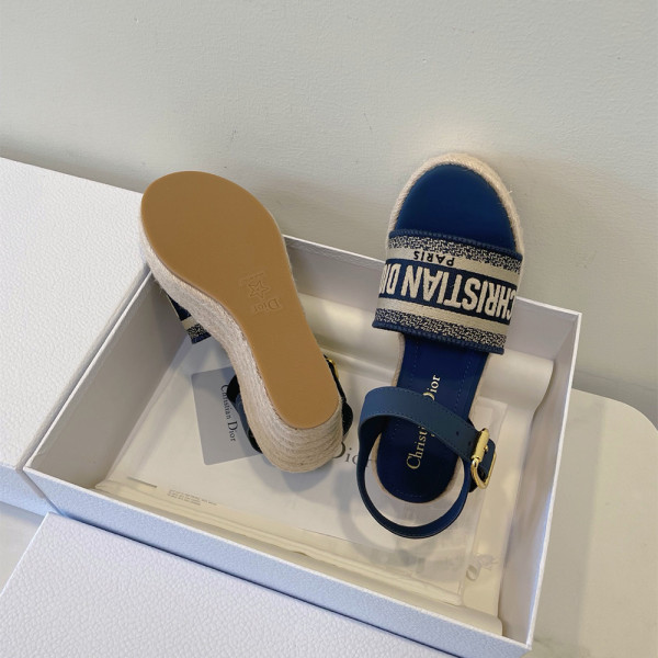 Christian Dior, Dway Wedge, Women's Sandal, Blue