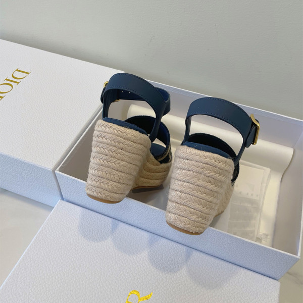 Christian Dior, Dway Wedge, Women's Sandal, Blue
