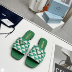 Prada, Embroidered Fabric Slides, Women's Slipper, Green