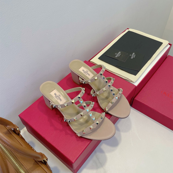 Valentino, Rockstud, Women's Slipper, Beige