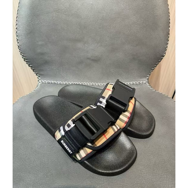 Burberry, Check Slides, Women's Slipper, Black