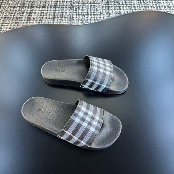 Burberry, Check Slides, Dames Slipper, Grijs
