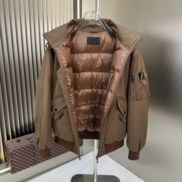 Prada, Cotton Blend, Men's Jacket, Brown