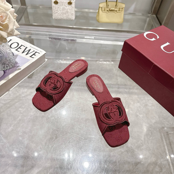 Gucci, GG, Women's Slipper, Burgundy