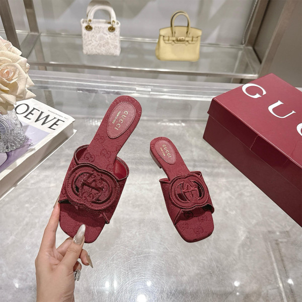 Gucci, GG, Women's Slipper, Burgundy