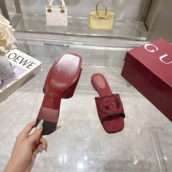 Gucci, GG, Women's Slipper, Burgundy
