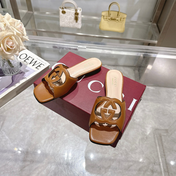 Gucci, GG, Dames Slipper, Bruin