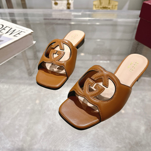 Gucci, GG, Dames Slipper, Bruin