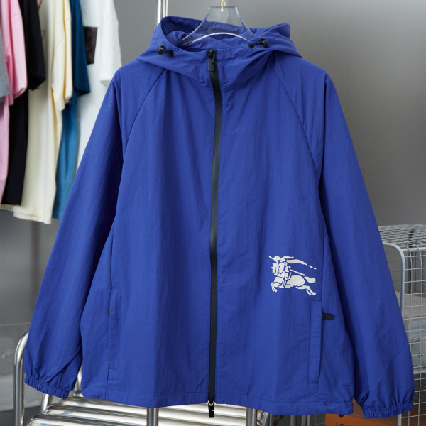 Burberry, Nylon Hooded, Men's Jacket, Blue