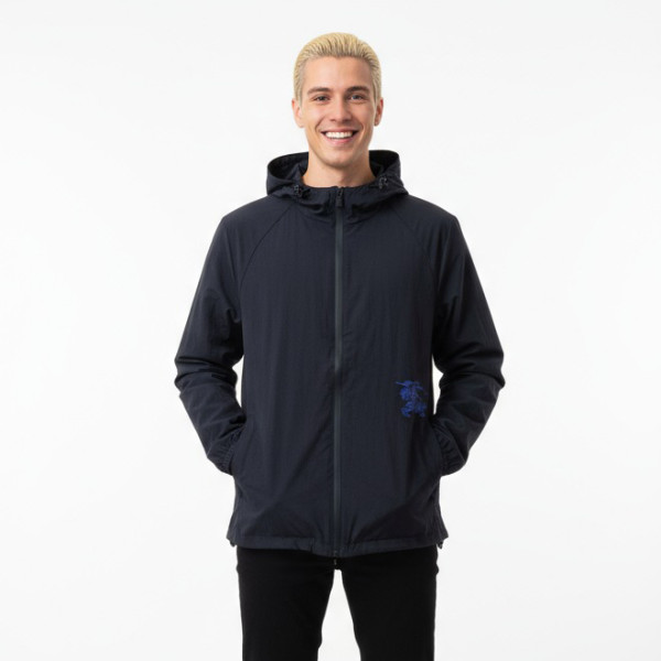 Burberry, Nylon Hooded, Men's Jacket, Black