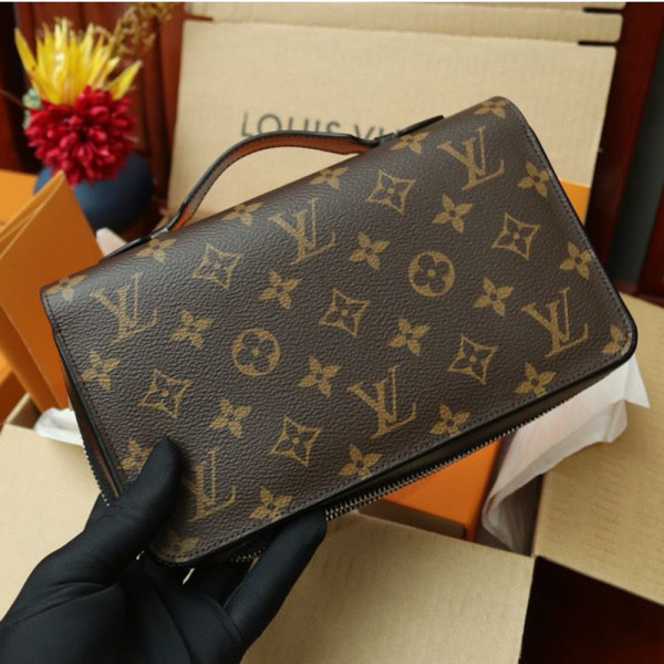 Louis Vuitton, Monogram Macassar Zippy, Unisex Wallet, Brown